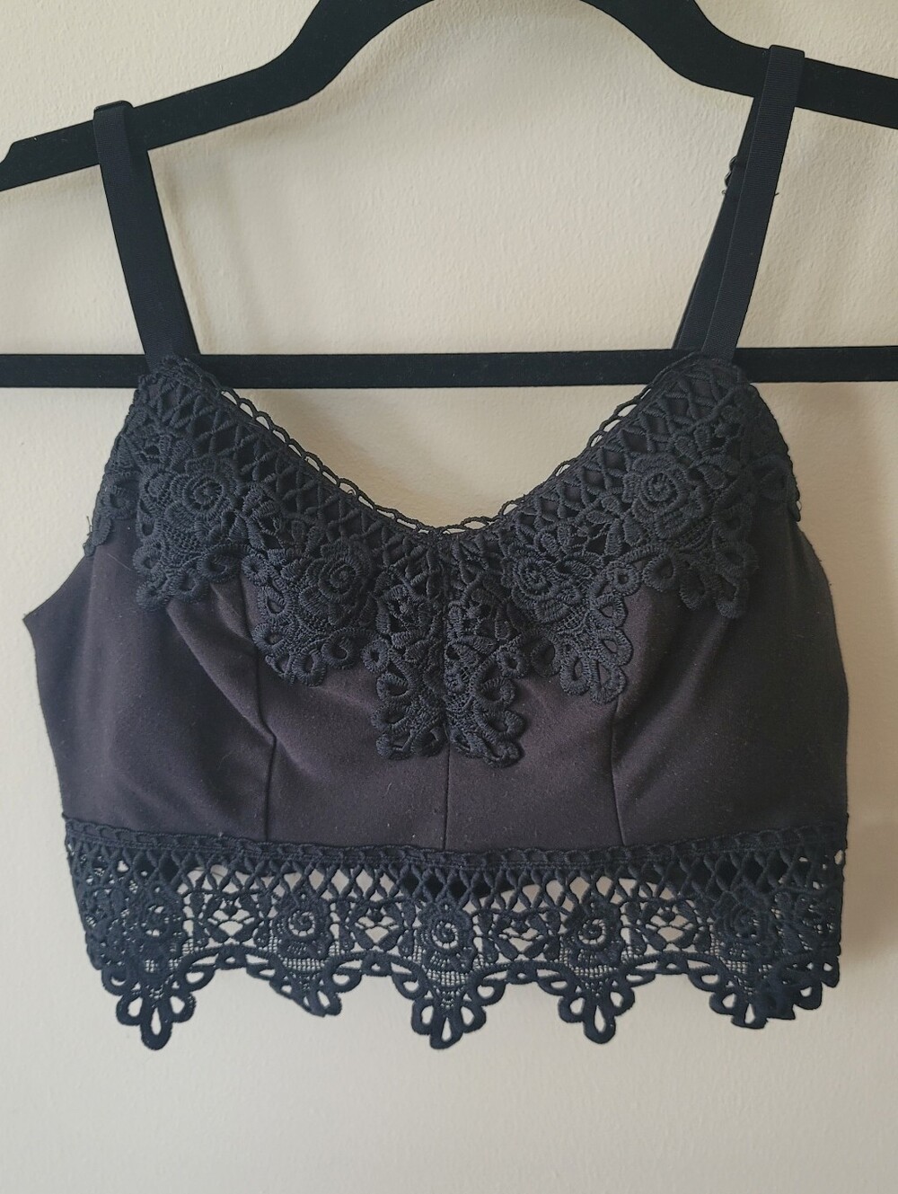 Mudd Black Lace-Trim Cropped Camisole
